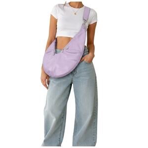 Sash Lavender Crescent Shoulder Sling Bag Y2K Purse Floral Lining Vegan Festival